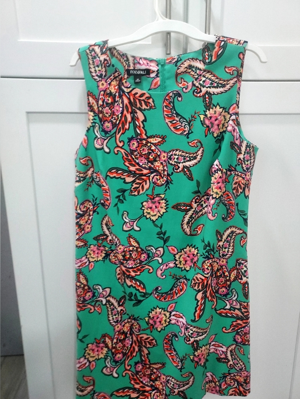 Roz & Ali Green Paisley Floral Sleeveless Mini Dress